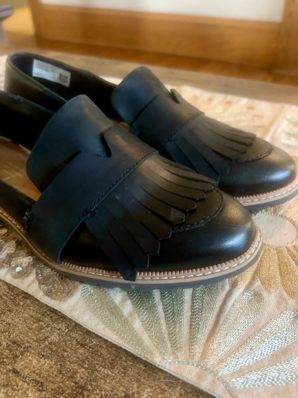 TOMS Women’s Black Fringe Loafers - Classic Slip-On Style